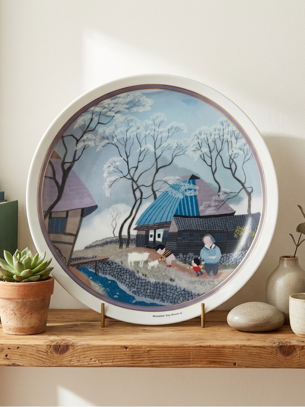 Japanese Artist Taiji Harada Plate From Four Seasons of Hometowns Series